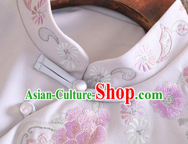 Chinese Traditional Tang Suit Embroidered Grey Cheongsam National Costume Qipao Dress for Women Chinese Traditional Tang Suit Embroidered Grey Cheongsam National Costume Qipao Dress for Women