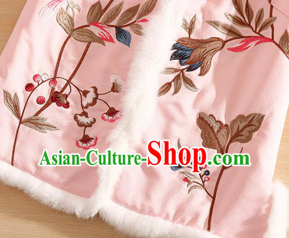 Chinese Traditional Embroidered Peony Pink Vest National Dress Embroidery Waistcoat for Women Chinese Traditional Embroidered Peony Pink Vest National Dress Embroidery Waistcoat for Women