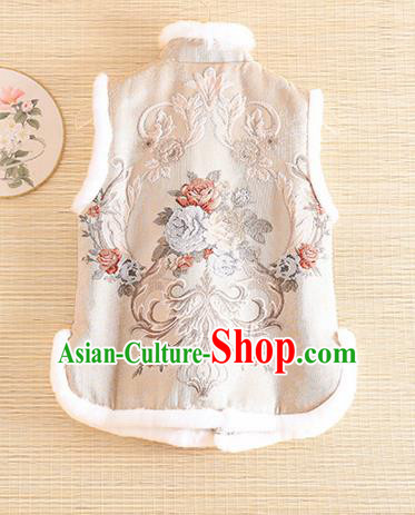 Chinese Traditional Embroidered Beige Vest National Dress Waistcoat for Women Chinese Traditional Embroidered Beige Vest National Dress Waistcoat for Women