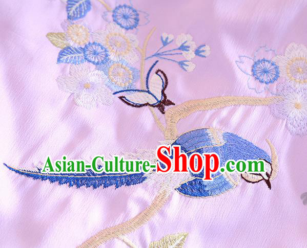 Chinese Traditional Winter Lilac Cheongsam National Costume Embroidered Qipao Dress for Women Chinese Traditional Winter Lilac Cheongsam National Costume Embroidered Qipao Dress for Women