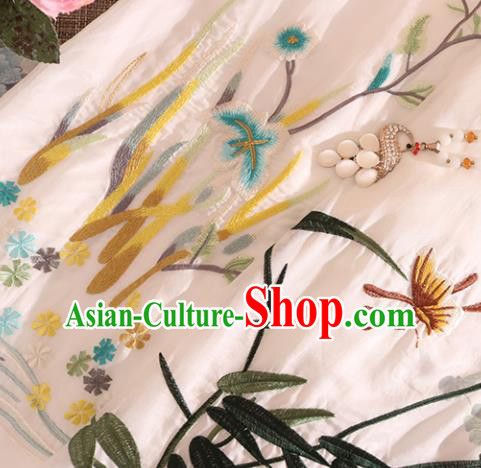Chinese Traditional Tang Suit Embroidered Bamboo White Cheongsam National Costume Qipao Dress for Women Chinese Traditional Tang Suit Embroidered Bamboo White Cheongsam National Costume Qipao Dress for Women