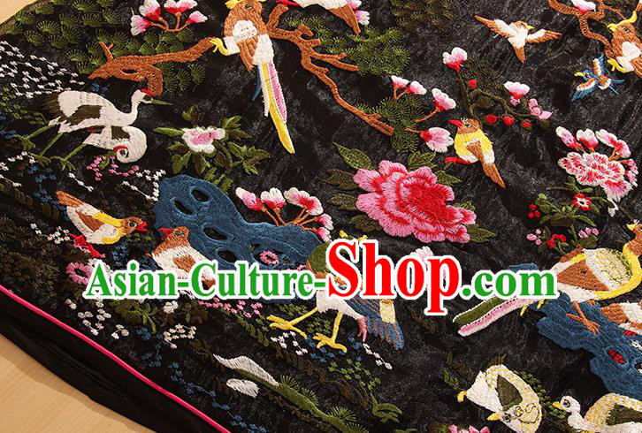 Traditional Chinese National Embroidered Peacock Birds Black Qipao Dress Tang Suit Cheongsam Costume for Women Traditional Chinese National Embroidered Peacock Birds Black Qipao Dress Tang Suit Cheongsam Costume for Women