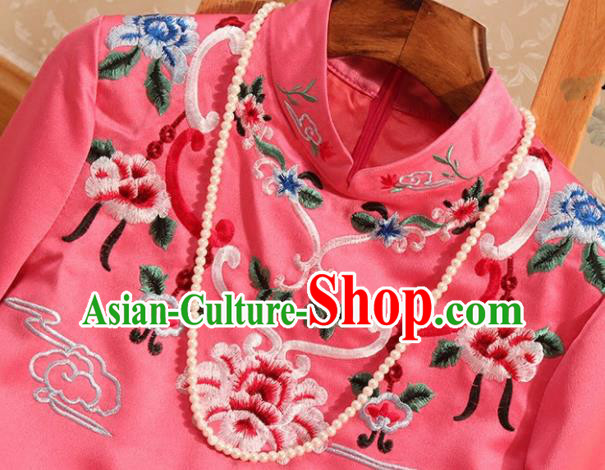 Traditional Chinese National Embroidered Phoenix Pink Qipao Dress Tang Suit Cheongsam Costume for Women Traditional Chinese National Embroidered Phoenix Pink Qipao Dress Tang Suit Cheongsam Costume for Women