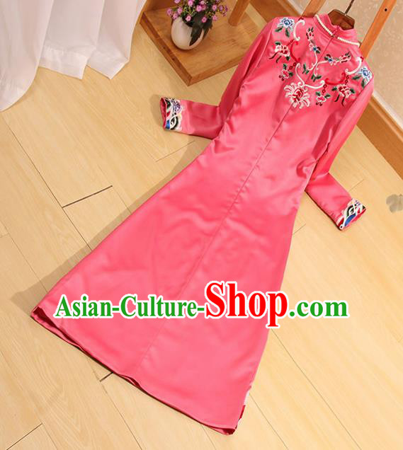 Traditional Chinese National Embroidered Phoenix Pink Qipao Dress Tang Suit Cheongsam Costume for Women Traditional Chinese National Embroidered Phoenix Pink Qipao Dress Tang Suit Cheongsam Costume for Women