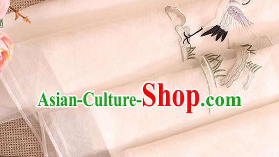 Traditional Chinese National Embroidered Pine Cranes White Qipao Dress Tang Suit Cheongsam Costume for Women
