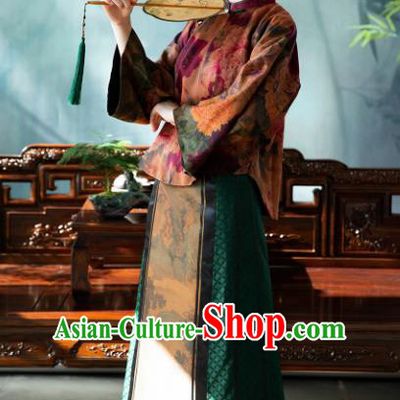 Chinese Traditional Tang Suit Blouse National Costume Republic of China Qipao Upper Outer Garment for Women