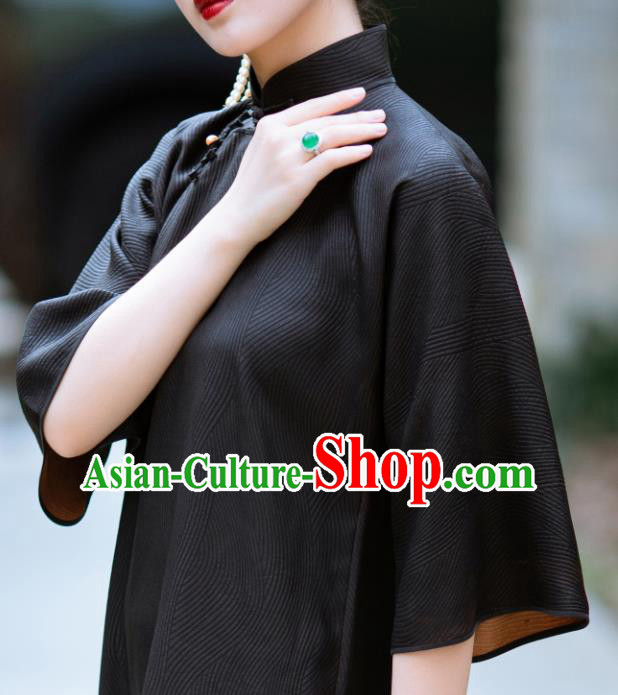 Traditional Chinese National Black Silk Qipao Dress Tang Suit Cheongsam Costume for Women Traditional Chinese National Black Silk Qipao Dress Tang Suit Cheongsam Costume for Women