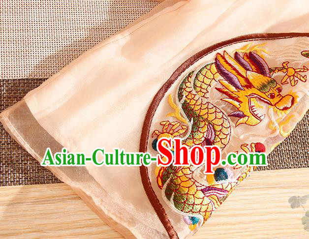 Traditional Chinese National Embroidered Dragon Apricot Organza Qipao Dress Tang Suit Cheongsam Costume for Women Traditional Chinese National Embroidered Dragon Apricot Organza Qipao Dress Tang Suit Cheongsam Costume for Women