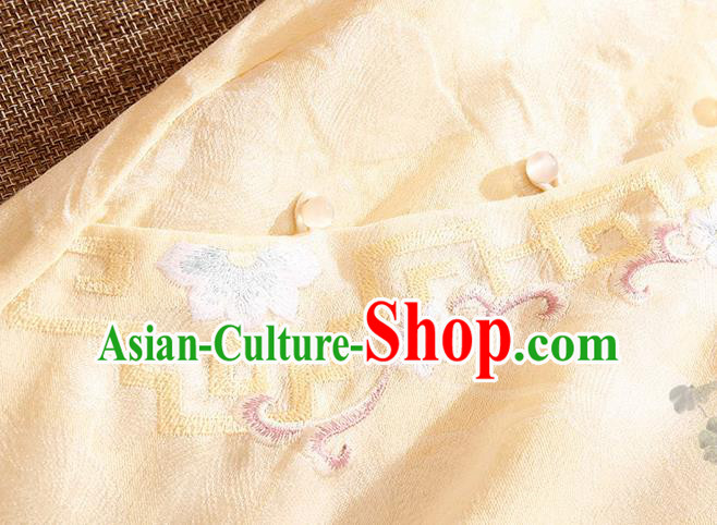 Traditional Chinese National Embroidered Yellow Qipao Dress Tang Suit Cheongsam Costume for Women Traditional Chinese National Embroidered Yellow Qipao Dress Tang Suit Cheongsam Costume for Women