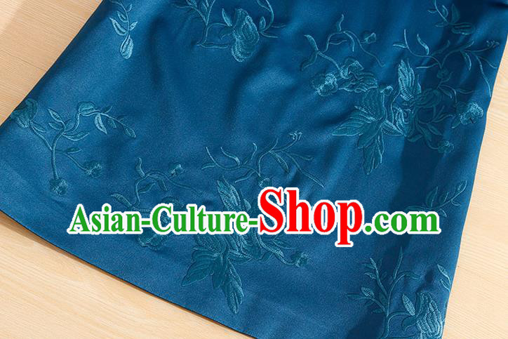 Traditional Chinese National Embroidered Peacock Blue Qipao Dress Tang Suit Cheongsam Costume for Women Traditional Chinese National Embroidered Peacock Blue Qipao Dress Tang Suit Cheongsam Costume for Women