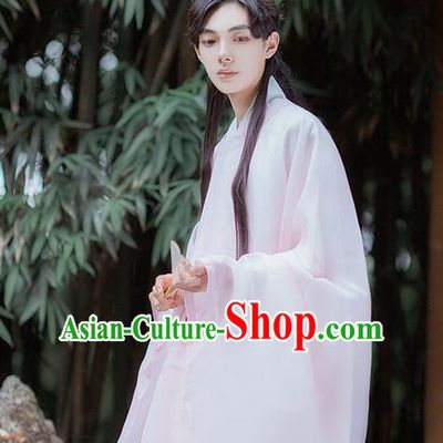 Traditional Chinese Ming Dynasty Nobility Childe Pink Robe Ancient Scholar Historical Costumes for Men