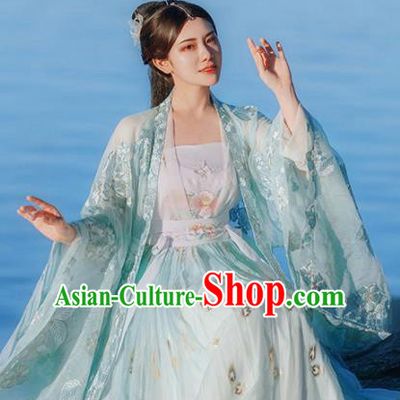 Traditional Chinese Tang Dynasty Nobility Lady Green Hanfu Dress Ancient Royal Princess Historical Costumes for Women