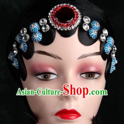 Chinese Traditional Beijing Opera Diva Hair Accessories Peking Opera Princess Blue Hairpins for Women