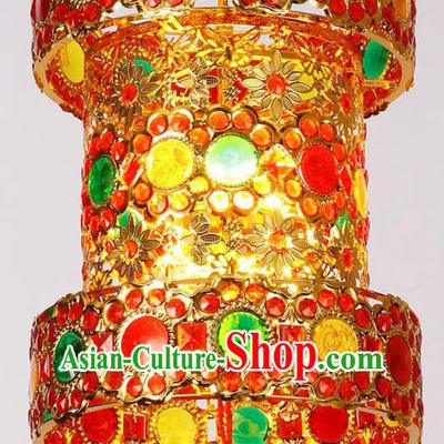 Chinese Traditional New Year Iron Crystal Palace Lantern Handmade Hanging Lantern Asian Ceiling Lanterns Ancient Lamp