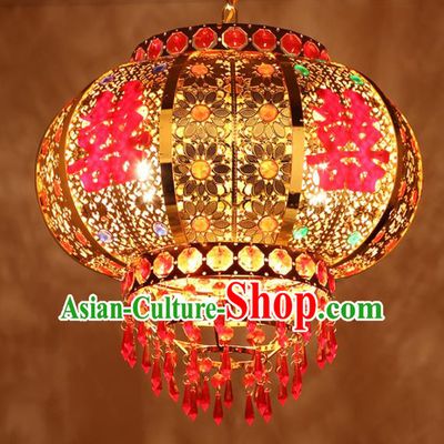 Chinese Traditional New Year Golden Wedding Palace Lantern Handmade Hanging Lantern Asian Ceiling Lanterns Ancient Lamp