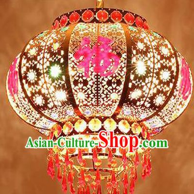 Chinese Traditional New Year Golden Iron Palace Lantern Handmade Hanging Lantern Asian Ceiling Lanterns Ancient Lamp