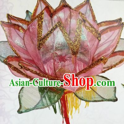 Chinese Traditional New Year Pink Lotus Palace Lantern Handmade Hanging Lantern Asian Ceiling Lanterns Ancient Lamp
