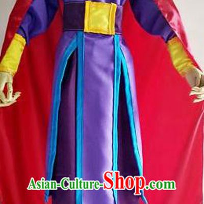 Chinese Traditional Cosplay Young Hero Purple Costume Ancient Swordsman Hanfu Clothing for Men