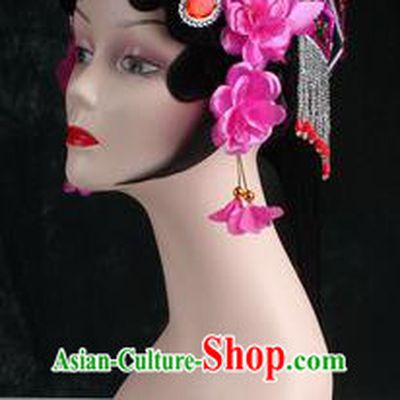 Chinese Traditional Beijing Opera Diva Purple Flower Head Ornaments Hair Accessories for Women