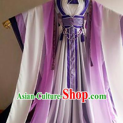 Chinese Traditional Cosplay Court Lady Costume Ancient Royal Princess Purple Hanfu Dress for Women