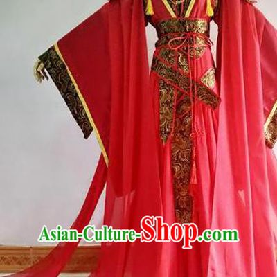 Chinese Traditional Cosplay Court Queen Red Costume Ancient Imperial Empress Hanfu Dress for Women