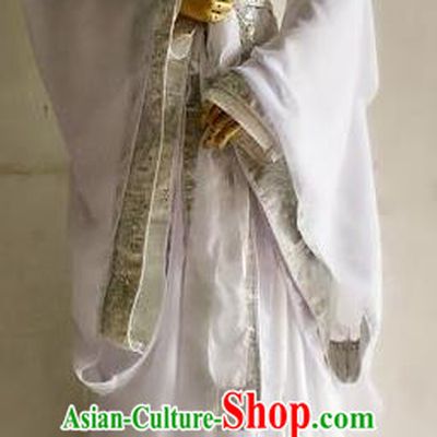 Chinese Traditional Cosplay Crown Prince Costume Ancient Taoist Swordsman White Hanfu Clothing for Men
