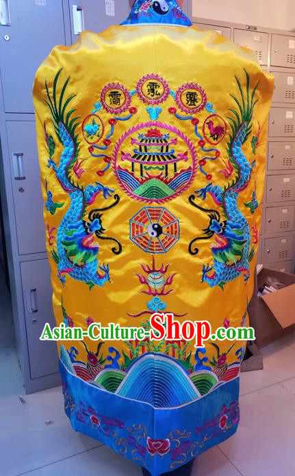 Chinese Traditional Taoism Costume Ancient Taoist Priest Cassocks Embroidered Golden Vestment Chinese Traditional Taoism Costume Ancient Taoist Priest Cassocks Embroidered Golden Vestment