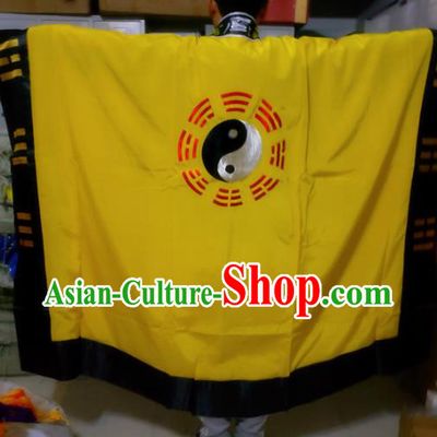 Chinese Traditional Taoism Costume Ancient Taoist Priest Cassocks Embroidered Tai Chi Yellow Vestment