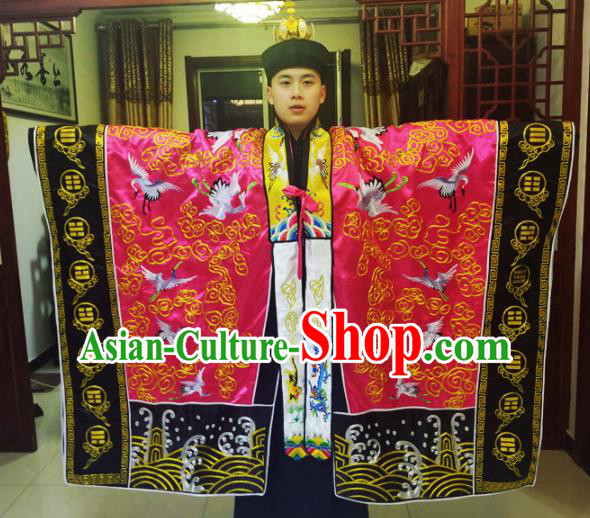Chinese Traditional Taoism Costume Ancient Taoist Priest Cassocks Embroidered Crane Red Vestment Chinese Traditional Taoism Costume Ancient Taoist Priest Cassocks Embroidered Crane Red Vestment