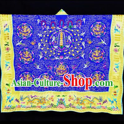 Chinese Traditional Taoism Costume Ancient Taoist Priest Cassocks Embroidered Dragon Royalblue Vestment