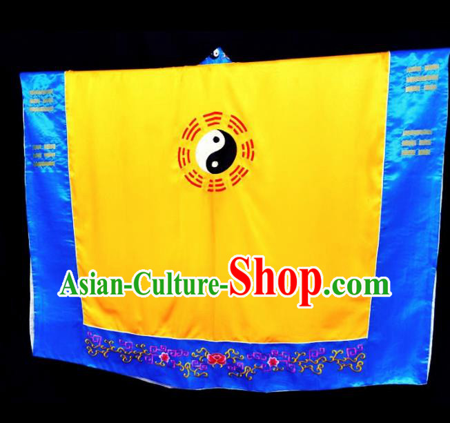 Chinese Traditional Taoism Costume Ancient Taoist Priest Cassocks Embroidered Tai Chi Yellow Vestment Chinese Traditional Taoism Costume Ancient Taoist Priest Cassocks Embroidered Tai Chi Yellow Vestment