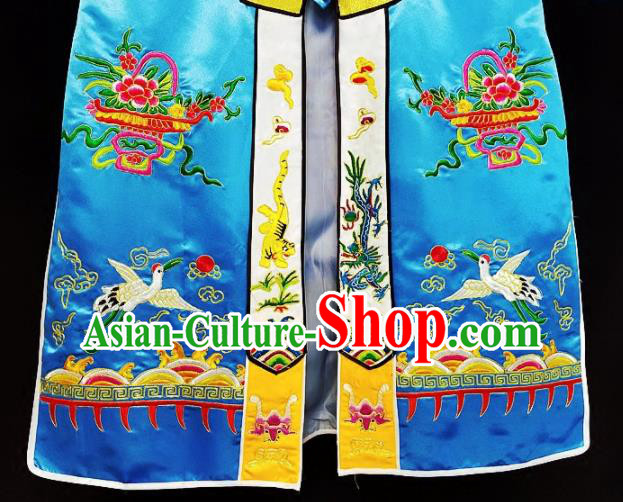 Chinese Ancient Taoist Priest Embroidered Cranes Blue Cassocks Traditional Taoism Vestment Costume Chinese Ancient Taoist Priest Embroidered Cranes Blue Cassocks Traditional Taoism Vestment Costume