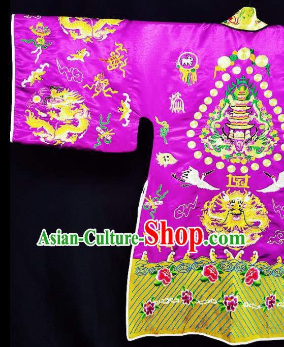 Chinese Ancient Taoist Priest Embroidered Cranes Purple Cassocks Traditional Taoism Vestment Costume Chinese Ancient Taoist Priest Embroidered Cranes Purple Cassocks Traditional Taoism Vestment Costume