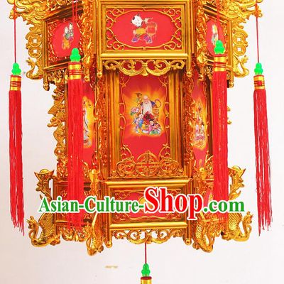 Chinese Traditional Handmade Plastic Printing Red Palace Lantern Asian New Year Lantern Ancient Ceiling Lamp