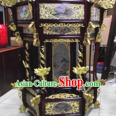Chinese Traditional Handmade Carving Golden Dragons Wood Palace Lantern Asian New Year Lantern Ancient Ceiling Lamp