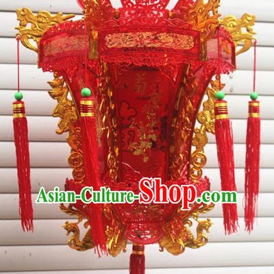 Chinese Traditional Handmade Wedding Red Palace Lantern Asian New Year Lantern Ancient Ceiling Lamp