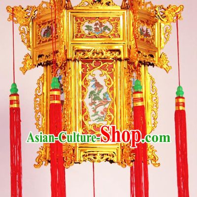 Chinese Traditional Handmade Carving Printing Palace Lantern Asian New Year Red Lantern Ancient Ceiling Lamp