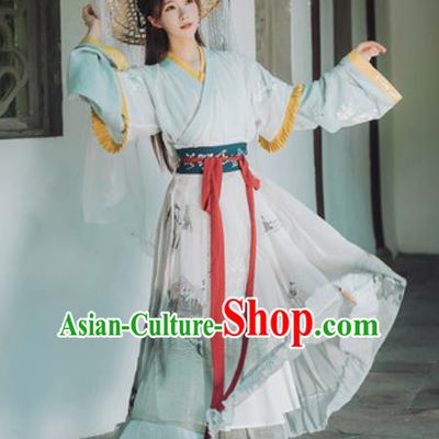 Traditional Chinese Jin Dynasty Royal Princess Hanfu Dress Ancient Goddess Water Historical Costumes for Women
