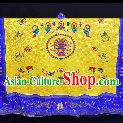 Chinese Ancient Taoist Priest Embroidered Dragons Phoenix Golden Cassocks Traditional Taoism Vestment Costume