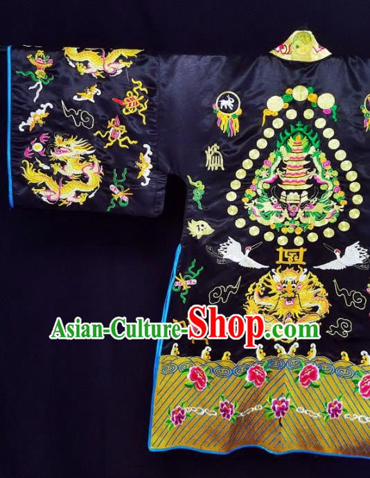 Chinese Ancient Taoist Priest Embroidered Dragon Black Cassocks Traditional Taoism Vestment Costume Chinese Ancient Taoist Priest Embroidered Dragon Black Cassocks Traditional Taoism Vestment Costume