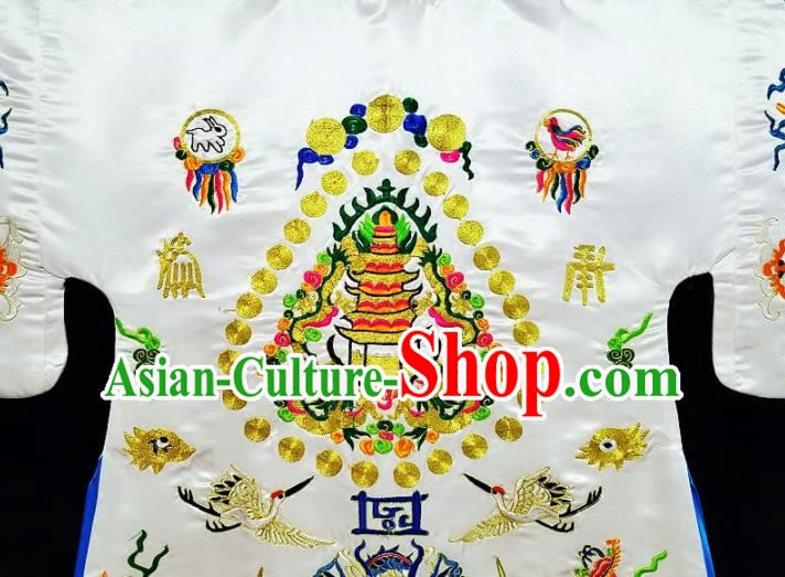 Chinese Ancient Taoist Priest Embroidered Dragon White Cassocks Traditional Taoism Vestment Costume Chinese Ancient Taoist Priest Embroidered Dragon White Cassocks Traditional Taoism Vestment Costume