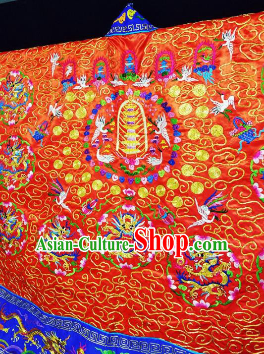 Chinese Ancient Taoist Priest Embroidered Round Dragons Red Cassocks Traditional Taoism Vestment Costume Chinese Ancient Taoist Priest Embroidered Round Dragons Red Cassocks Traditional Taoism Vestment Costume