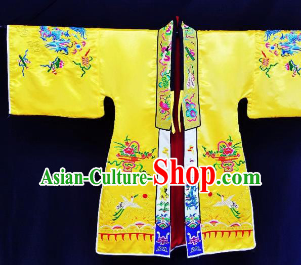 Chinese Ancient Taoist Priest Embroidered Crane Peony Yellow Cassocks Traditional Taoism Vestment Costume Chinese Ancient Taoist Priest Embroidered Crane Peony Yellow Cassocks Traditional Taoism Vestment Costume