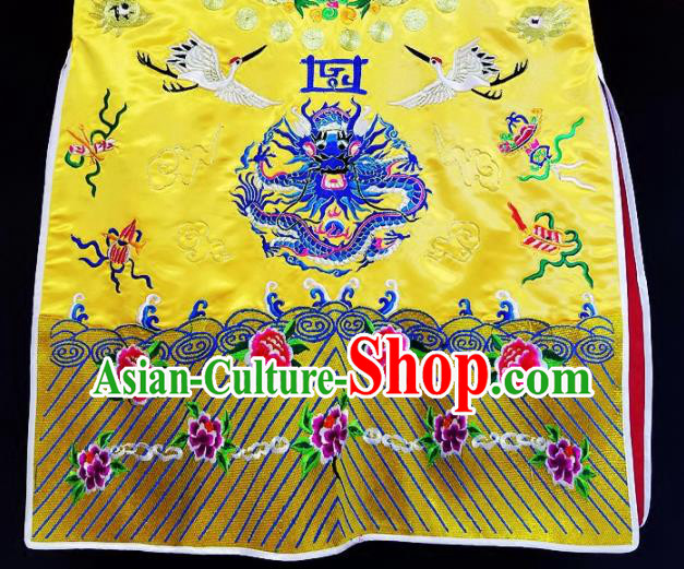 Chinese Ancient Taoist Priest Embroidered Crane Peony Yellow Cassocks Traditional Taoism Vestment Costume Chinese Ancient Taoist Priest Embroidered Crane Peony Yellow Cassocks Traditional Taoism Vestment Costume