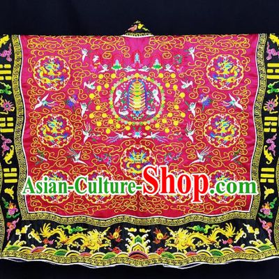 Chinese Ancient Taoist Priest Embroidered Round Dragons Wine Red Cassocks Traditional Taoism Vestment Costume