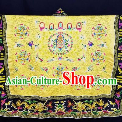 Chinese Ancient Taoist Priest Embroidered Round Dragons Yellow Cassocks Traditional Taoism Vestment Costume