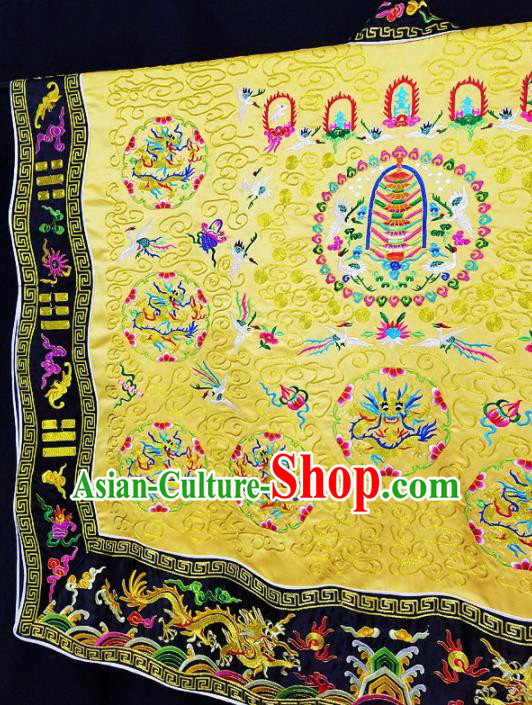Chinese Ancient Taoist Priest Embroidered Round Dragons Yellow Cassocks Traditional Taoism Vestment Costume Chinese Ancient Taoist Priest Embroidered Round Dragons Yellow Cassocks Traditional Taoism Vestment Costume