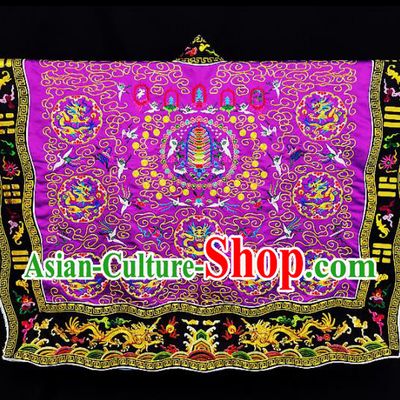 Chinese Ancient Taoist Priest Embroidered Round Dragons Purple Cassocks Traditional Taoism Vestment Costume