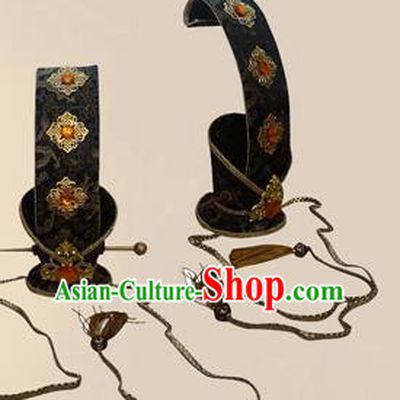 Chinese Ancient Prince Black Hairdo Crown Traditional Han Dynasty Nobility Childe Headwear for Men