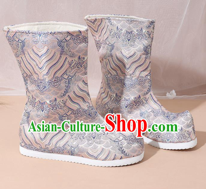 Chinese National Pink Boots Hanfu Shoes Traditional Princess Shoes Embroidered Crane Shoes for Women Chinese National Pink Boots Hanfu Shoes Traditional Princess Shoes Embroidered Crane Shoes for Women